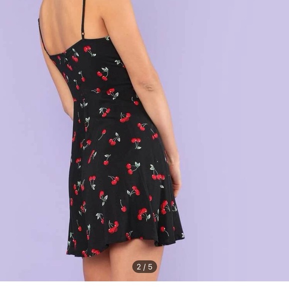 SHEIN Cherry Fit and Flare Spaghetti Strap Dress - Picture 2 of 5